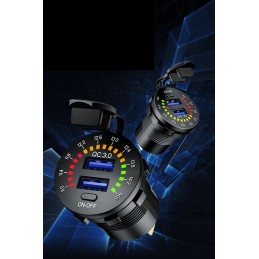 Motor quad charger 2x usb qc3 0 voltmeter 3a