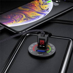 Motor quad charger 2x usb qc3 0 voltmeter 3a