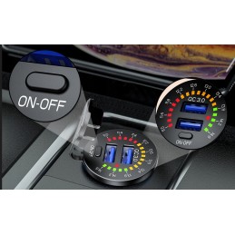 Motor quad charger 2x usb qc3 0 voltmeter 3a