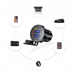 Motor quad charger 2x usb qc3 0 voltmeter 3a