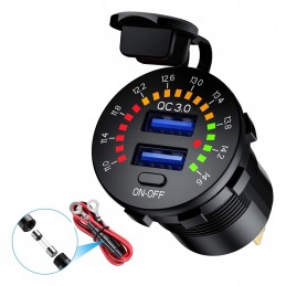 Motor quad charger 2x usb qc3 0 voltmeter 3a