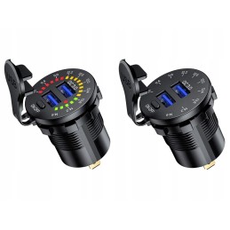 Motor quad charger 2x usb qc3 0 voltmeter 3a