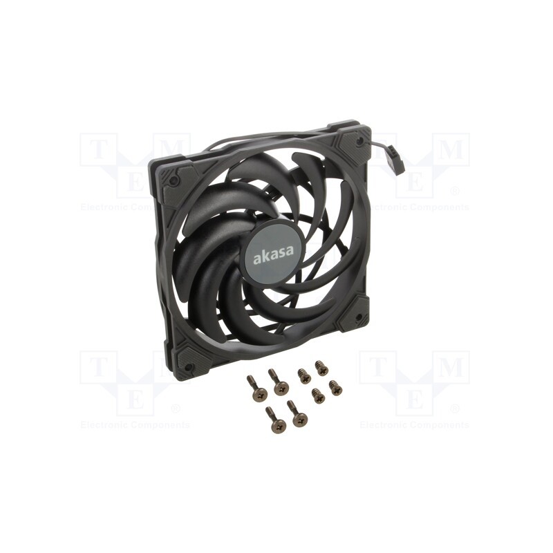 1 pcs x Akasa - AK-FN122-BK - Fan: DC, axial, 12VDC, 120x120x15mm, 31.5dBA, HDB, 700÷2000rpm, slim