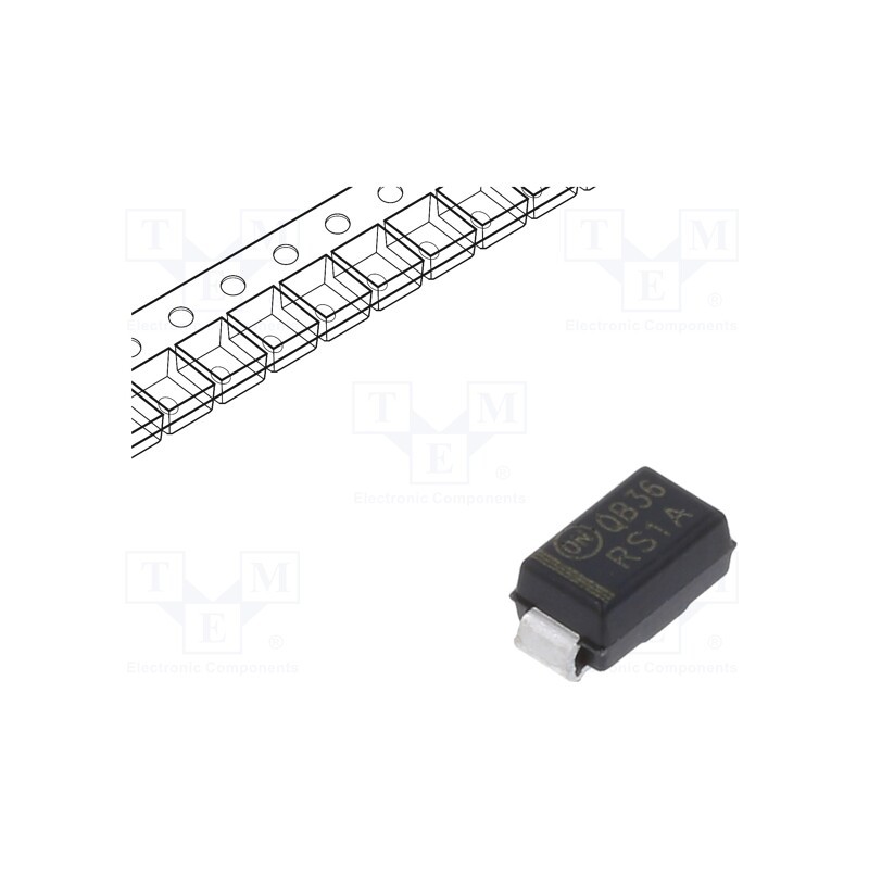 10 pcs x ONSEMI - RS1A - Diode: rectifying, SMD, 50V, 1A, 150ns, SMA, Ufmax: 1.3V, Ifsm: 30A