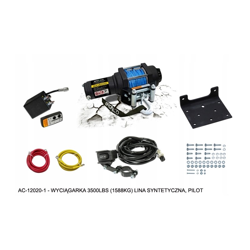 Bronco winch 1588kg synthetic rope 5 5mmx10m