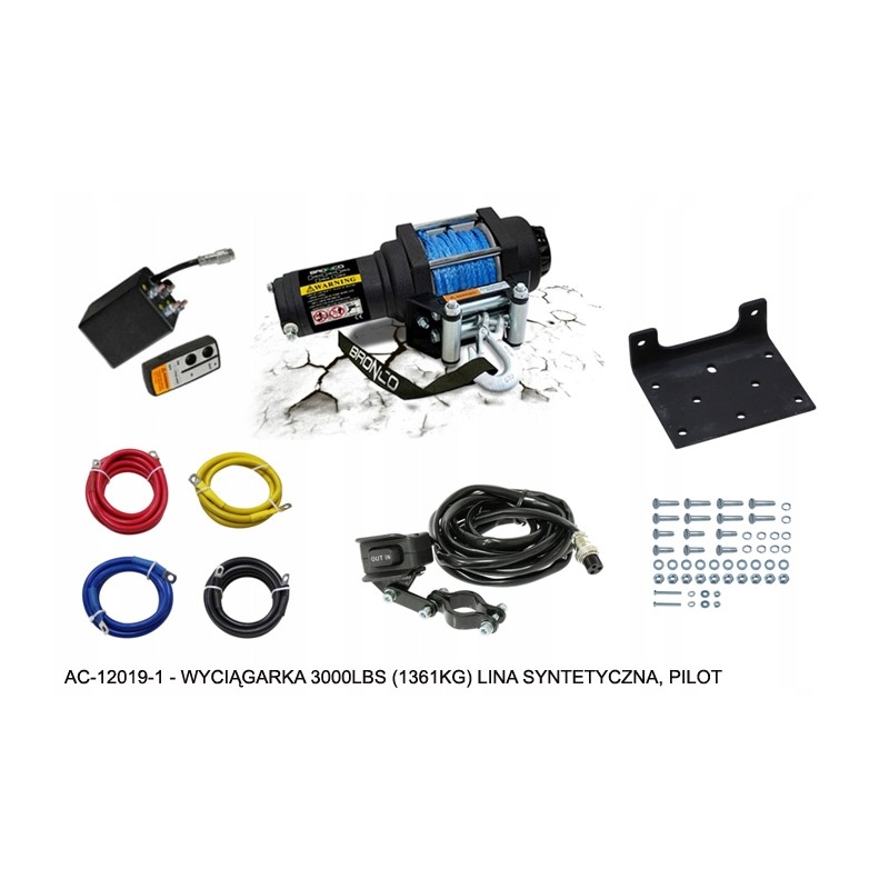 Bronco winch 1361kg synthetic rope 5 5mmx10m