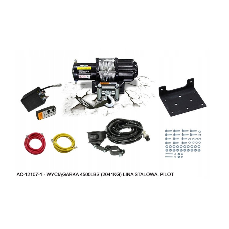 Bronco winch 2041kg steel rope 5 5mmx15 2m