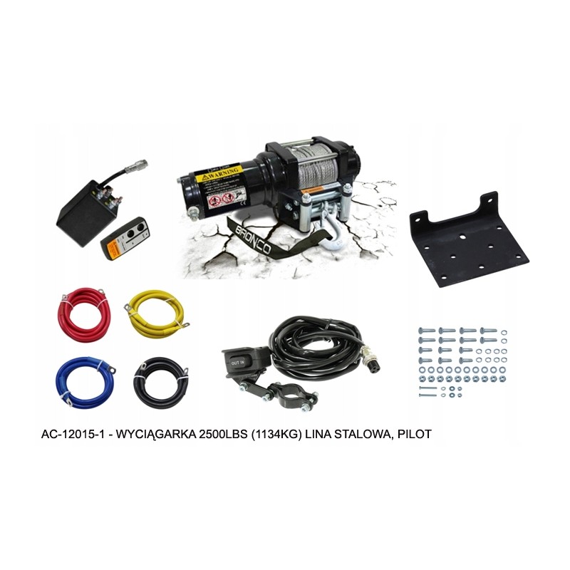 Bronco winch 1134kg steel rope 4 8mmx15 2m