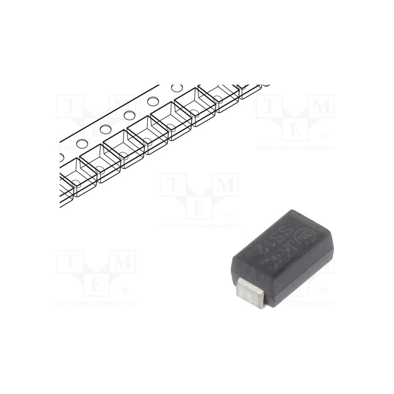 5 pcs x ONSEMI - SS12 - Diode: Schottky rectifying, SMD, 20V, 1A, SMA, , 1.1W