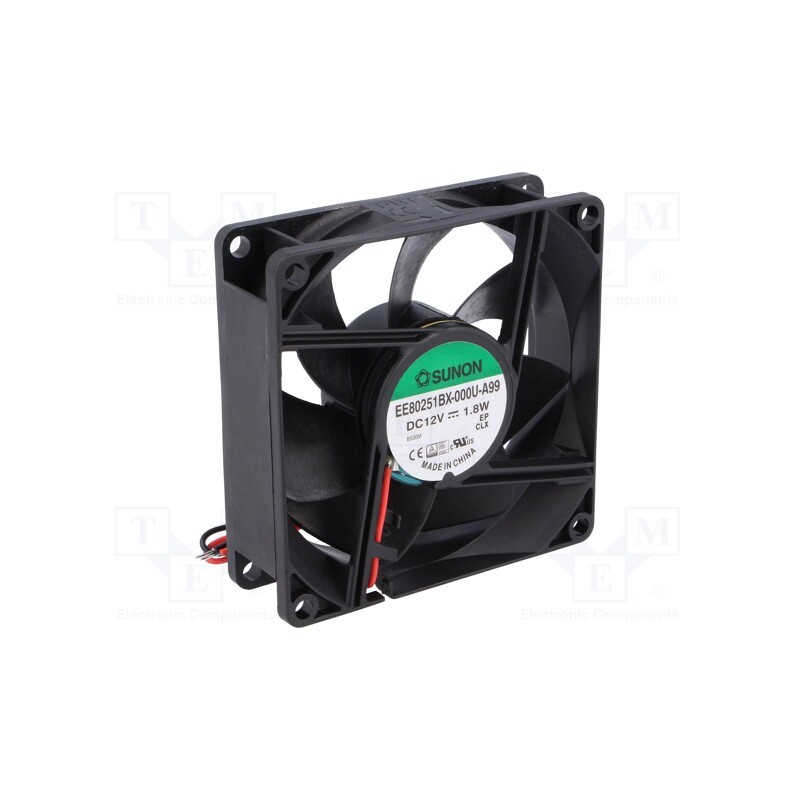 1 pcs x SUNON - EE80251BX-000U-A99 - Fan: DC, axial, 12VDC, 80x80x25mm, 76.5m3/h, 38dBA, ball bearing