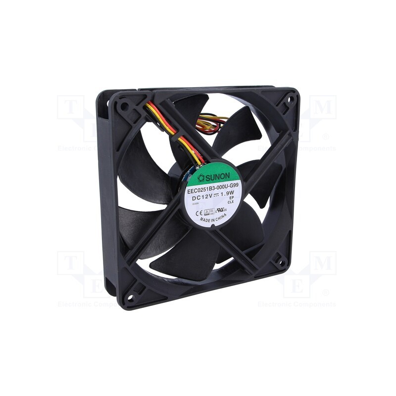 1 pcs x SUNON - EEC0251B3-000U-G99 - Fan: DC, axial, 12VDC, 120x120x25mm, 127.5m3/h, 34dBA, ball bearing