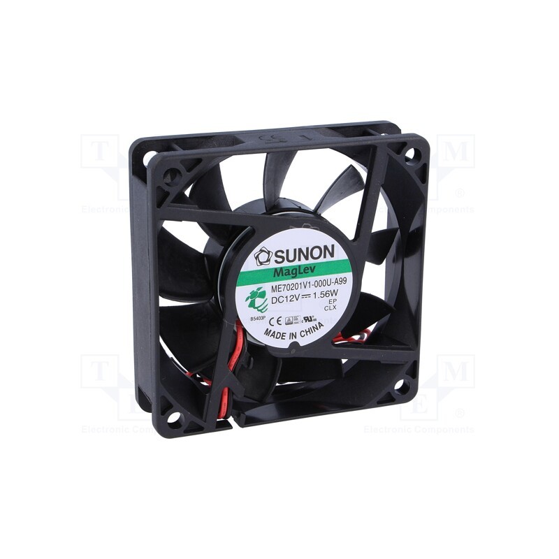 1 pcs x SUNON - ME70201V1-000U-A99 - Fan: DC, axial, 12VDC, 70x70x20mm, 49m3/h, 33dBA, Vapo, Len: 300mm