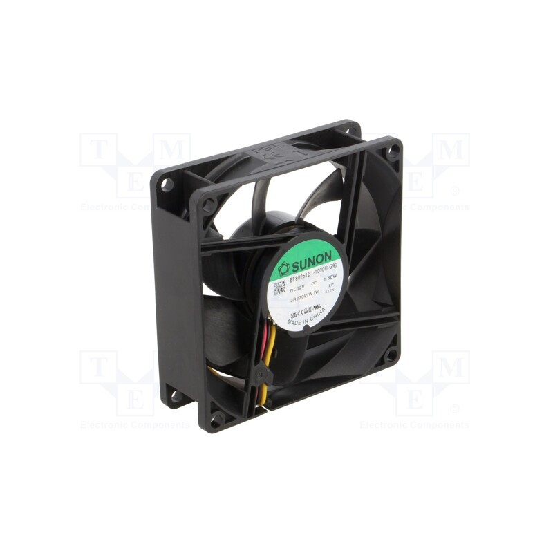 1 pcs x SUNON - EF80251B1-1000U-G99 - Fan: DC, axial, 12VDC, 80x80x25mm, 70m3/h, 33dBA, ball bearing