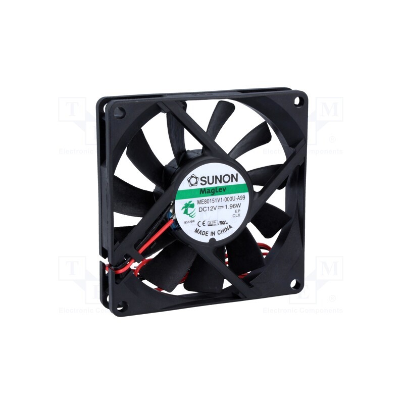1 pcs x SUNON - ME80151V1-000U-A99 - Fan: DC, axial, 12VDC, 80x80x15mm, 62.86m3/h, 34.7dBA, Vapo, 24AWG