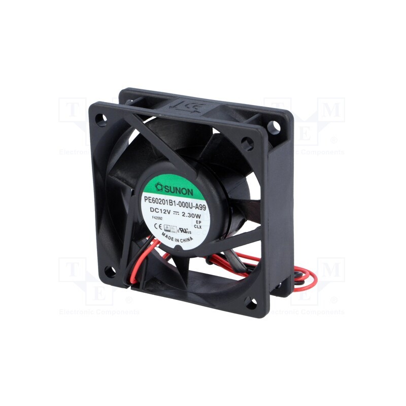 1 pcs x SUNON - PE60201B1-000U-A99 - Fan: DC, axial, 12VDC, 60x60x20mm, 46.72m3/h, 39dBA, ball bearing