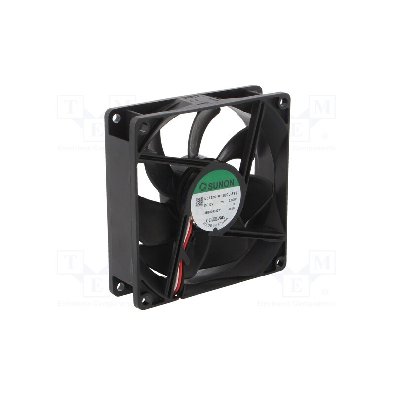 1 pcs x SUNON - EE92251B1-000U-F99 - Fan: DC, axial, 12VDC, 92x92x25mm, 87.48m3/h, 34dBA, ball bearing