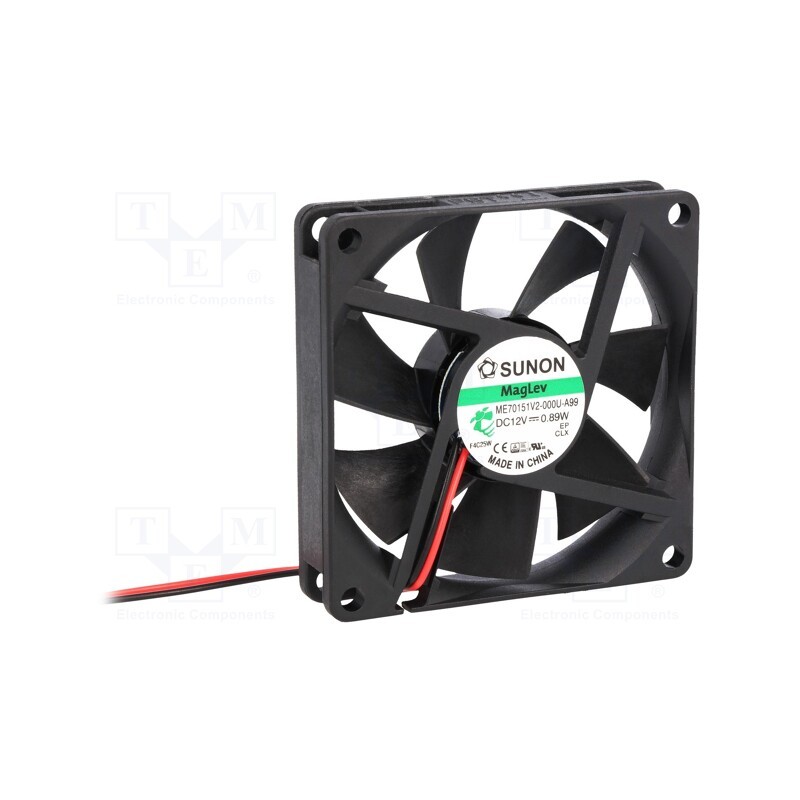 1 pcs x SUNON - ME70151V2-000U-A99 - Fan: DC, axial, 12VDC, 70x70x15mm, 38.87m3/h, 26.5dBA, Vapo, 26AWG
