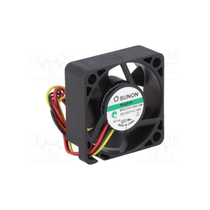 1 pcs x SUNON - MF30101V2-1000U-G99 - Fan: DC, axial, 12VDC, 30x30x10mm, 7.77m3/h, 20dBA, Vapo, Out: F type