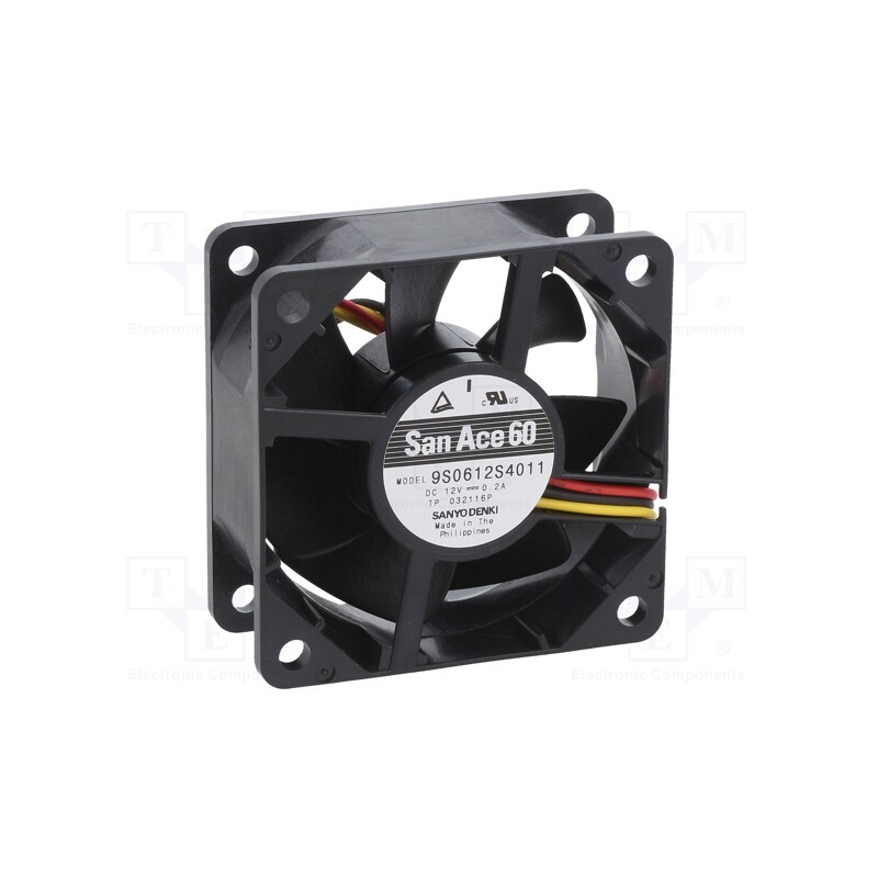 1 pcs x SANYO DENKI - 9S0612S4011 - Fan: DC, axial, 12VDC, 60x60x25mm, 44.4m3/h, 31dBA, ball bearing