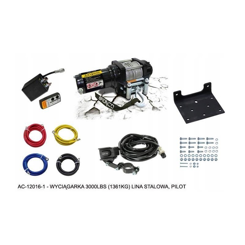 Bronco winch 3000lbs 1361kg steel rope