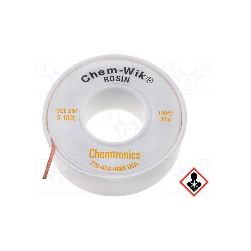 1 rol x CHEMTRONICS - - - Tape: desoldering, halide-free,rosin,ROL0, W: 1.9mm, L: 1.5m