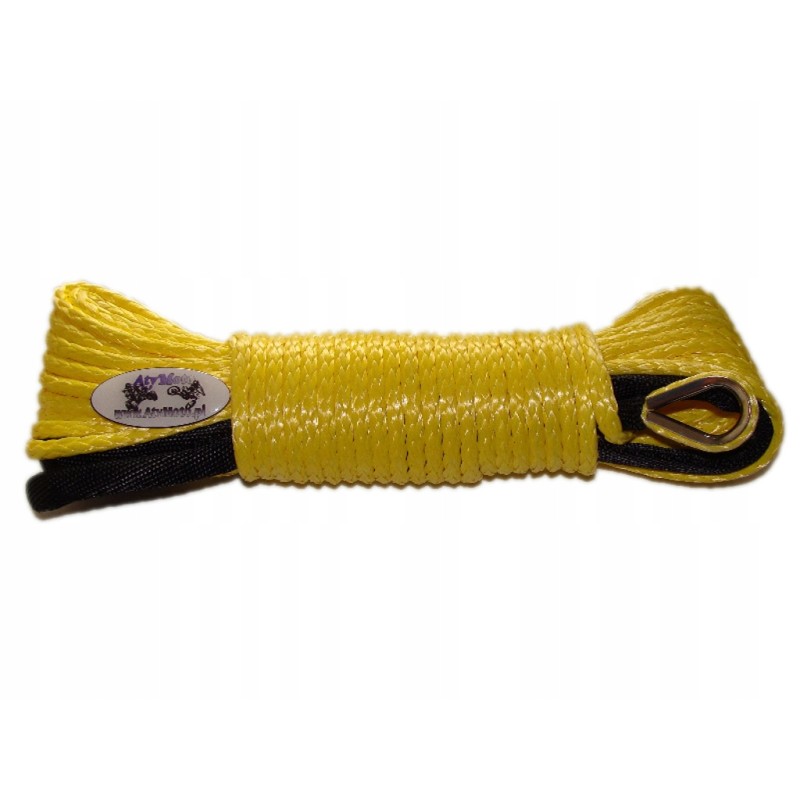 Yellow synthetic rope for winch, 5 mm, 15 m