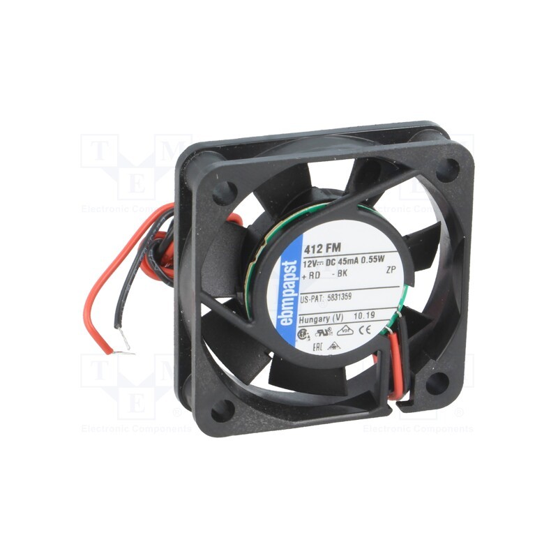 1 pcs x EBM-PAPST - 412FM - Fan: DC, axial, 12VDC, 40x40x10mm, 6m3/h, 17dBA, slide bearing