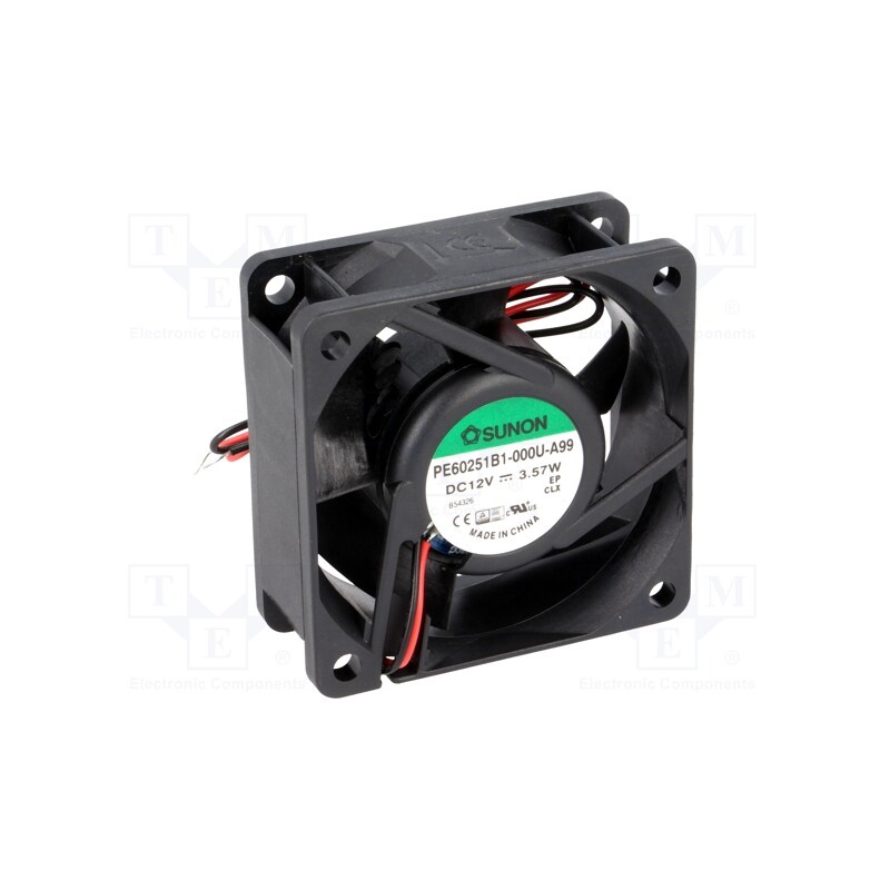 1 pcs x SUNON - PE60251B1-000U-A99 - Fan: DC, axial, 12VDC, 60x60x25mm, 61.16m3/h, 44dBA, ball bearing
