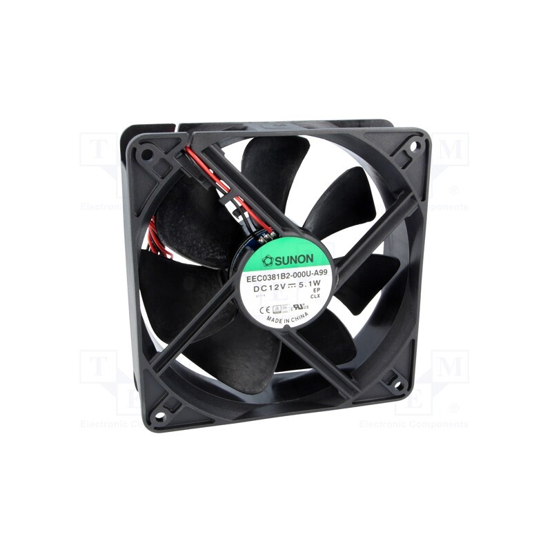 1 pcs x SUNON - EEC0381B2-000U-A99 - Fan: DC, axial, 12VDC, 120x120x38mm, 197.2m3/h, 44dBA, ball bearing