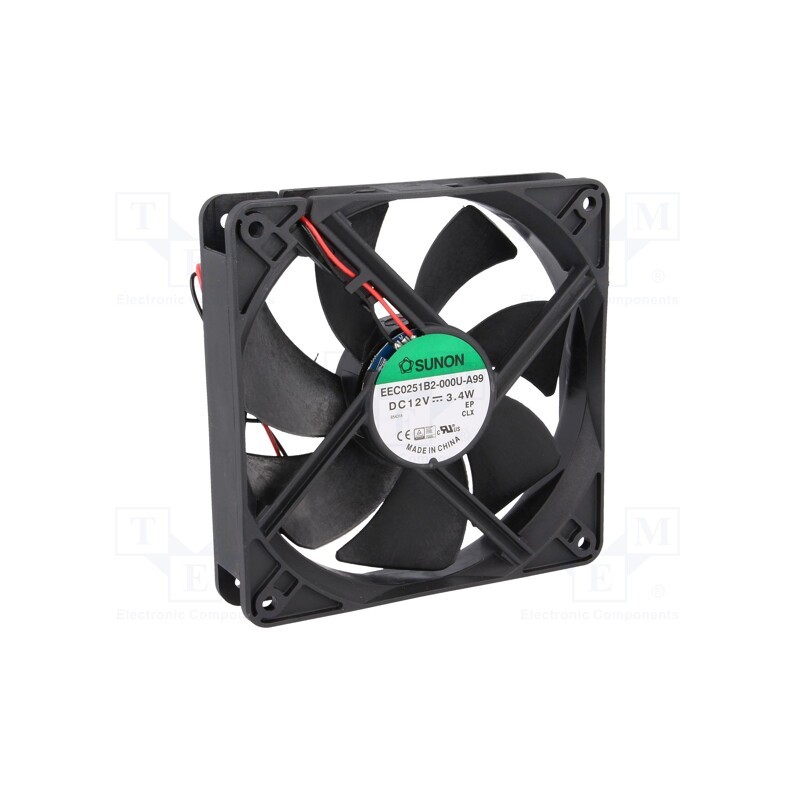 1 pcs x SUNON - EEC0251B2-000U-A99 - Fan: DC, axial, 12VDC, 120x120x25mm, 158m3/h, 40.5dBA, ball bearing