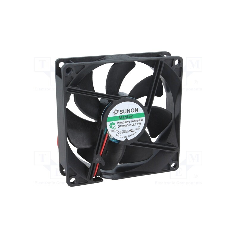 1 pcs x SUNON - PF92252V3-1000U-A99 - Fan: DC, axial, 24VDC, 92x92x25mm, 109.85m3/h, 41.6dBA, Vapo, 24AWG
