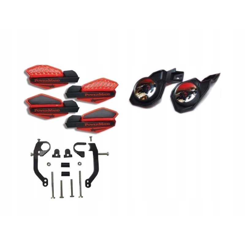 Handbars, hand guards, powermadd mirrors kit