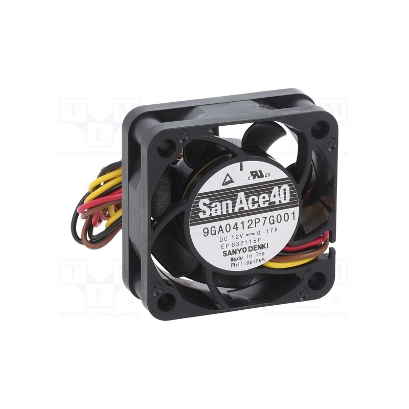 1 pcs x SANYO DENKI - 9GA0412P7G001 - Fan: DC, axial, 12VDC, 40x40x15mm, 21.6m3/h, 42dBA, ball bearing