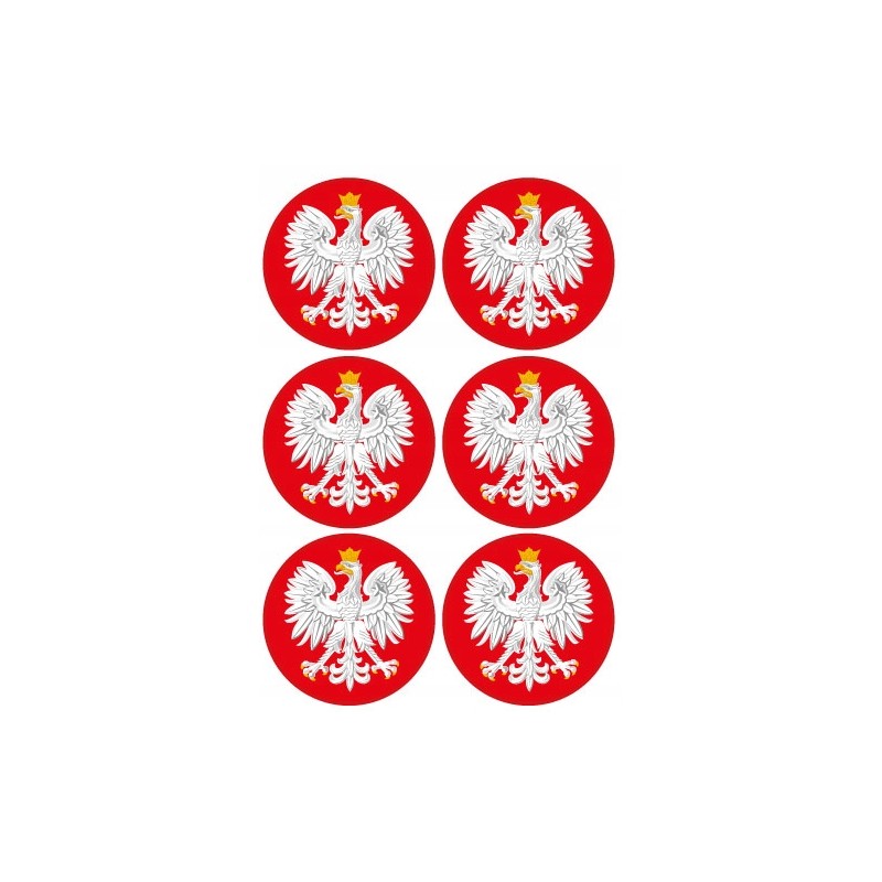 Eagle emblem round sticker, 6 pcs