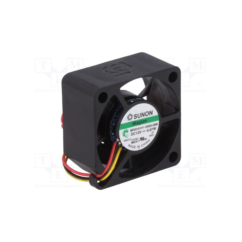 1 pcs x SUNON - MF30151V1-1000U-G99 - Fan: DC, axial, 12VDC, 30x30x15mm, 10.14m3/h, 27dBA, Vapo, 9500rpm