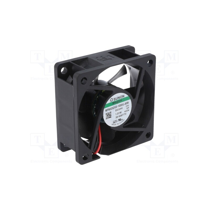1 pcs x SUNON - MF60252V2-1000U-A99 - Fan: DC, axial, 24VDC, 60x60x25mm, 32.78m3/h, 22dBA, Vapo, 3800rpm