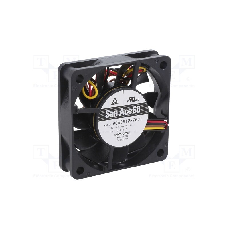 1 pcs x SANYO DENKI - 9GA0612P7G01 - Fan: DC, axial, 12VDC, 60x60x15mm, 40.8m3/h, 38dBA, ball bearing