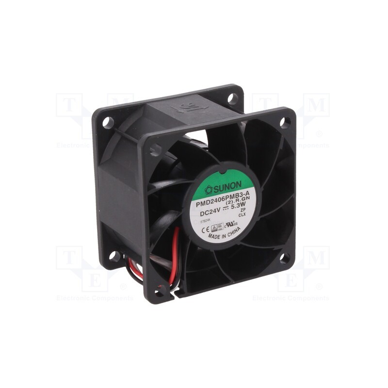 1 pcs x SUNON - PMD2406PMB3-A(2).R.GN - Fan: DC, axial, 24VDC, 60x60x38mm, 70.5m3/h, 47dBA, ball bearing