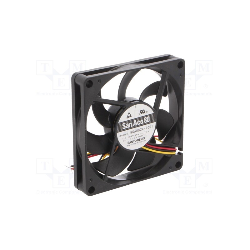 1 pcs x SANYO DENKI - 9GA0824H7001 - Fan: DC, axial, 24VDC, 80x80x15mm, 53.4m3/h, 29dBA, ball bearing