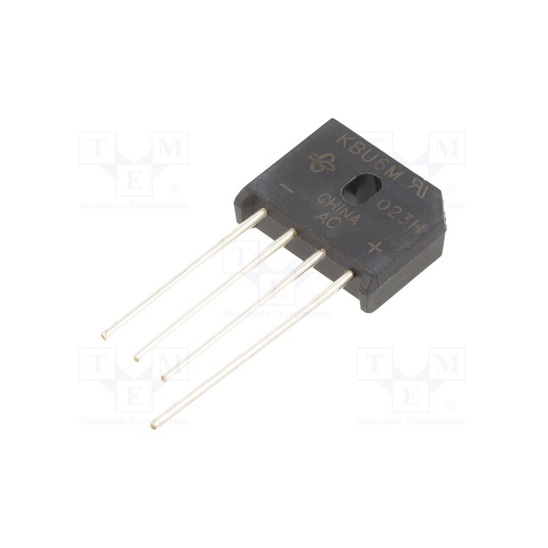 1 pcs x VISHAY - KBU6M-E4/51 - Bridge rectifier: single-phase, Urmax: 1kV, If: 6A, Ifsm: 250A, flat