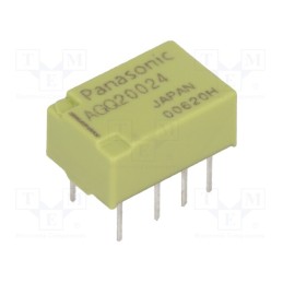 1 pcs x PANASONIC - AGQ20024 - Relay: electromagnetic, DPDT, Ucoil: 24VDC, Icontacts max: 2A, PCB