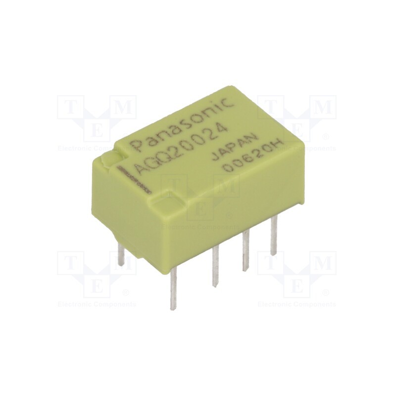 1 pcs x PANASONIC - AGQ20024 - Relay: electromagnetic, DPDT, Ucoil: 24VDC, Icontacts max: 2A, PCB