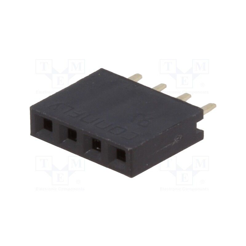 10 pcs x CONNFLY - DS1023-1*4S21 - Socket, pin strips, female, PIN: 4, straight, 2.54mm, THT, 1x4, 3A
