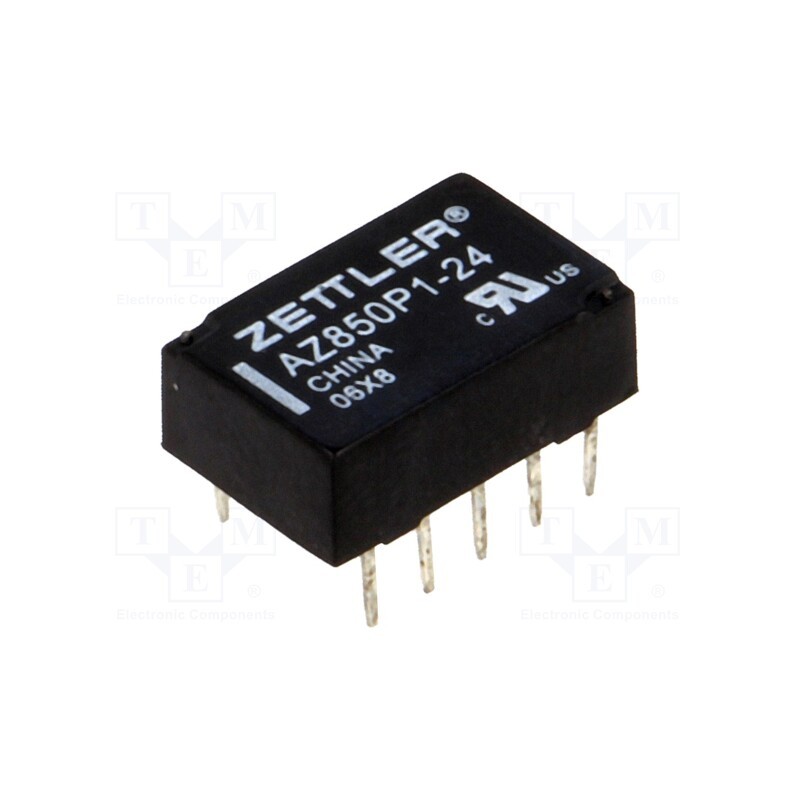 1 pcs x ZETTLER - AZ850P1-24 - Relay: electromagnetic, DPDT, Ucoil: 24VDC, 1A, 0.5A/125VAC, PCB