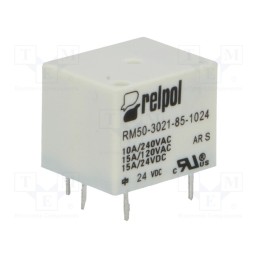 1 pcs x RELPOL - RM50-3021-85-1024 - Relay: electromagnetic, SPST-NO, Ucoil: 24VDC, 15A, 10A/240VAC