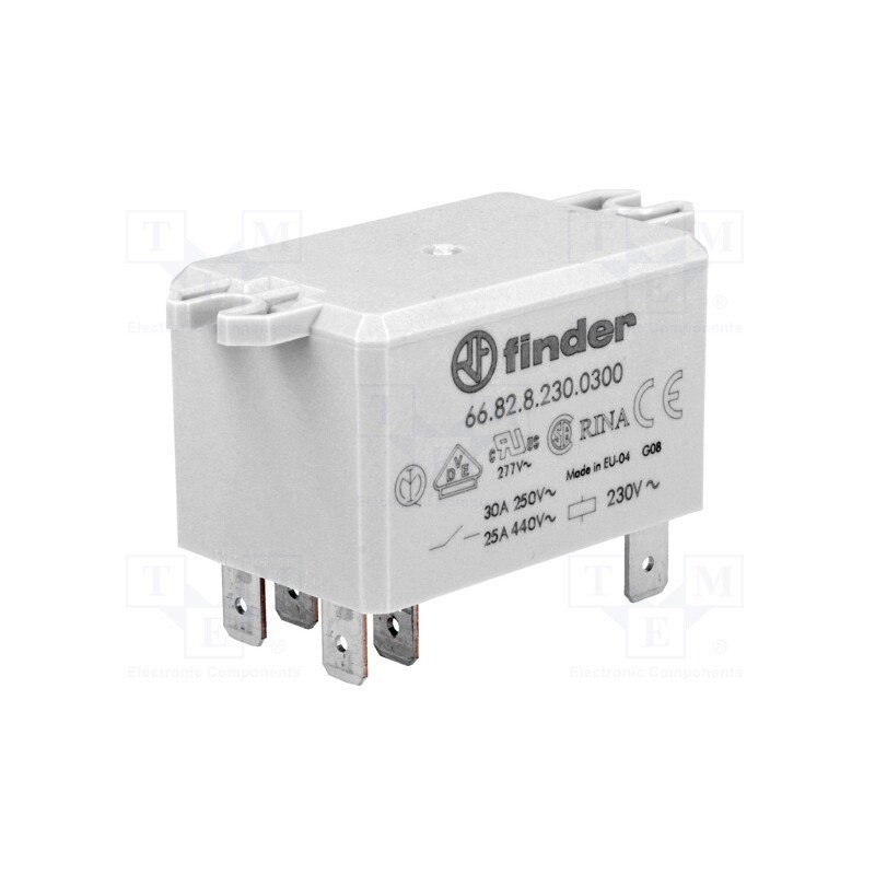 1 pcs x FINDER - 66.82.8.230.0300 - Relay: electromagnetic, DPST-NO, Ucoil: 230VAC, Icontacts max: 30A