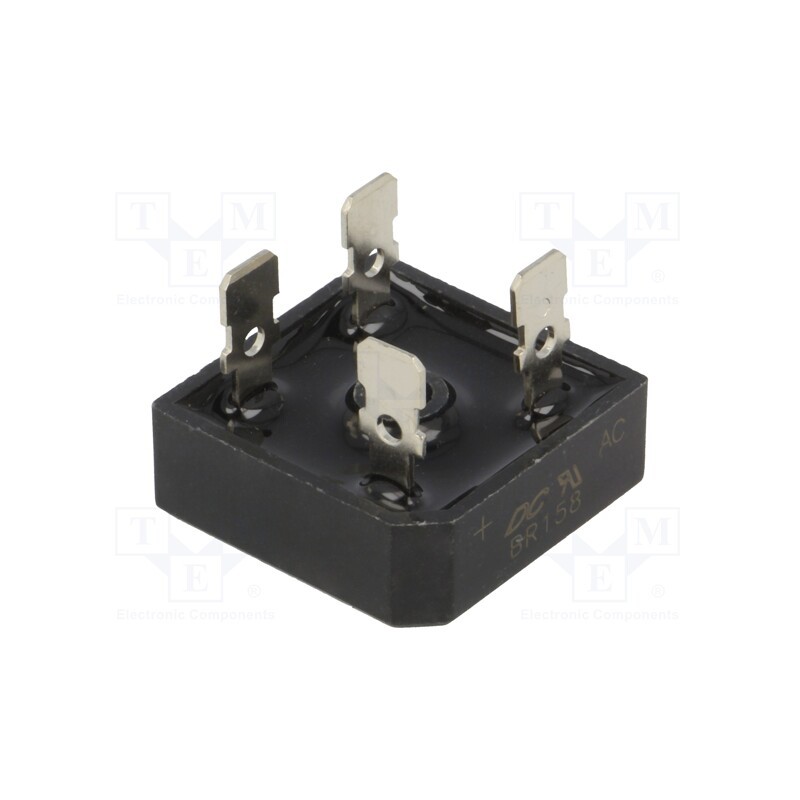 1 pcs x DC COMPONENTS - BR158 - Bridge rectifier: single-phase, Urmax: 800V, If: 15A, Ifsm: 300A