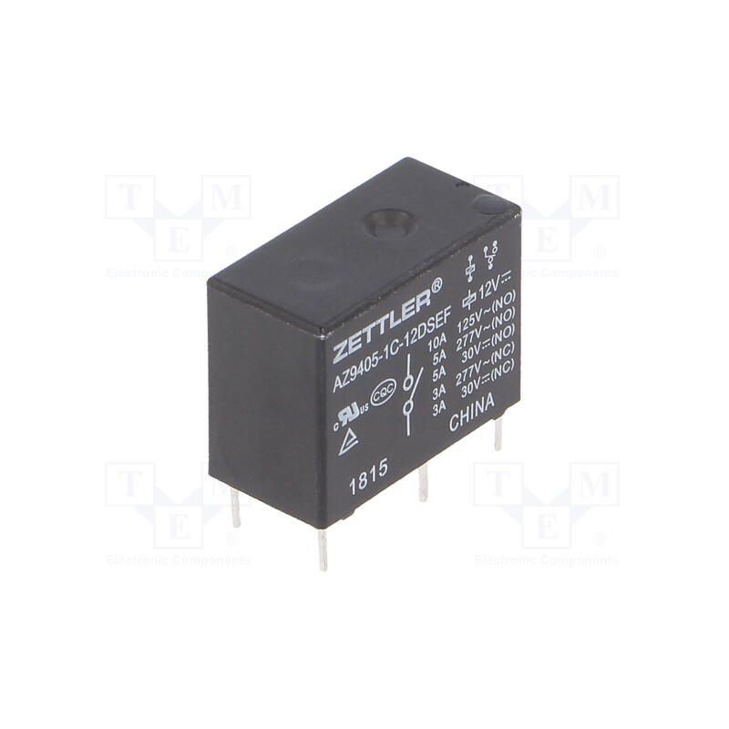 1 pcs x ZETTLER - AZ9405-1C-12DSEF - Relay: electromagnetic, SPDT, Ucoil: 12VDC, 10A, 5A/277VAC, PCB