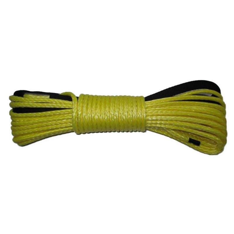 Synthetic rope for a winch, yellow, 5mm, 15m