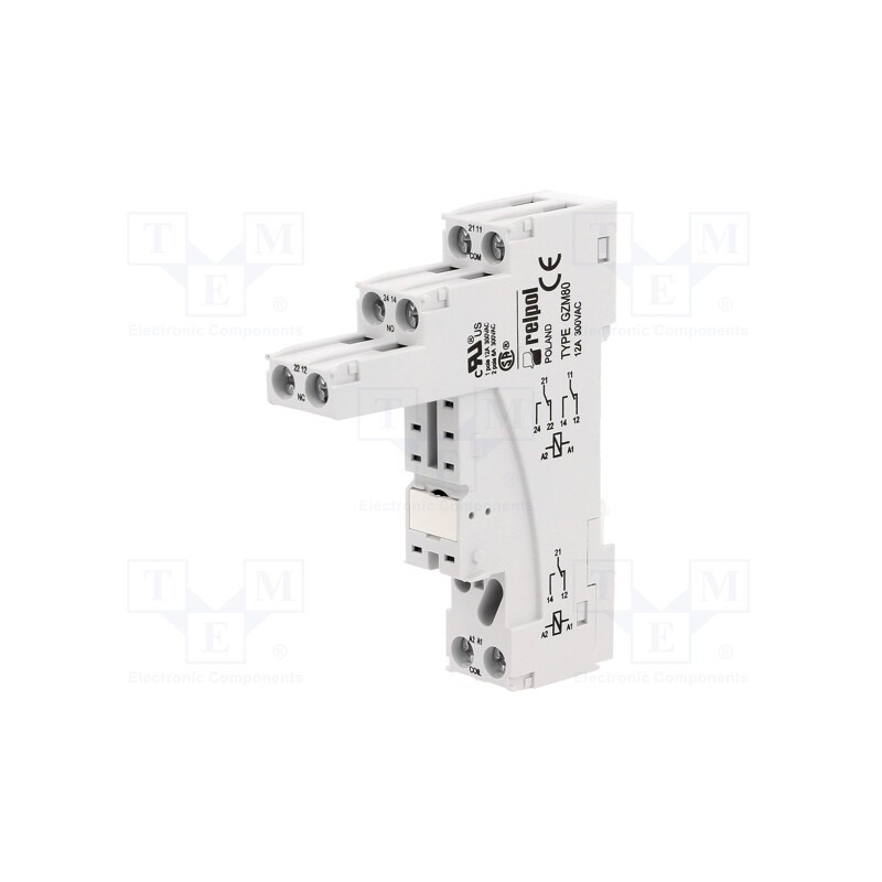 1 pcs x RELPOL - GZM80 - Socket, PIN: 8, 12A, 300VAC, on panel,for DIN rail mounting